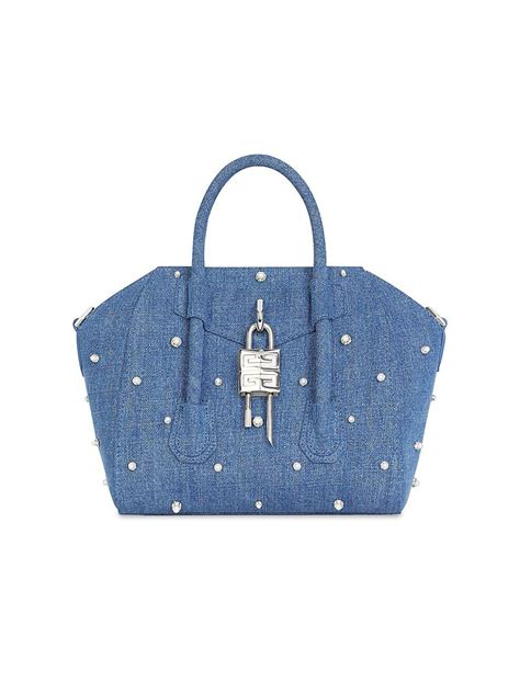 givenchy mini antigona midnight blue|Givenchy mini antigona lock denim tote bag.